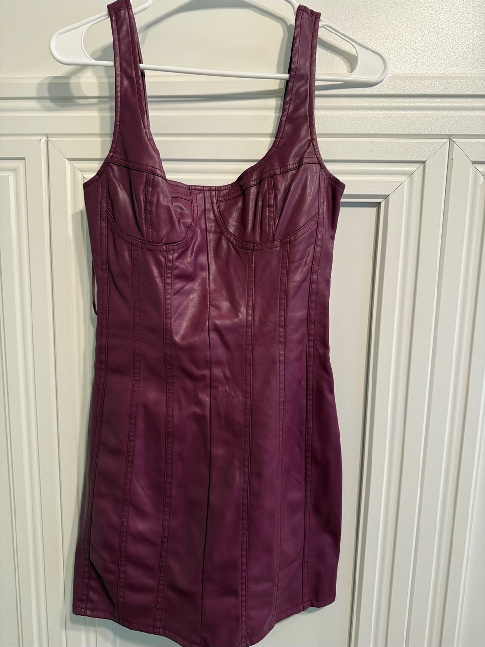 Bershka Plum Faux Leather Mini Dress